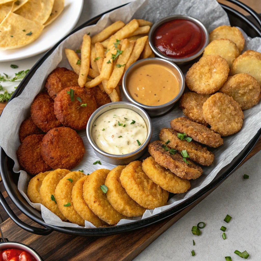 crispy frying saucer with dipping sauce