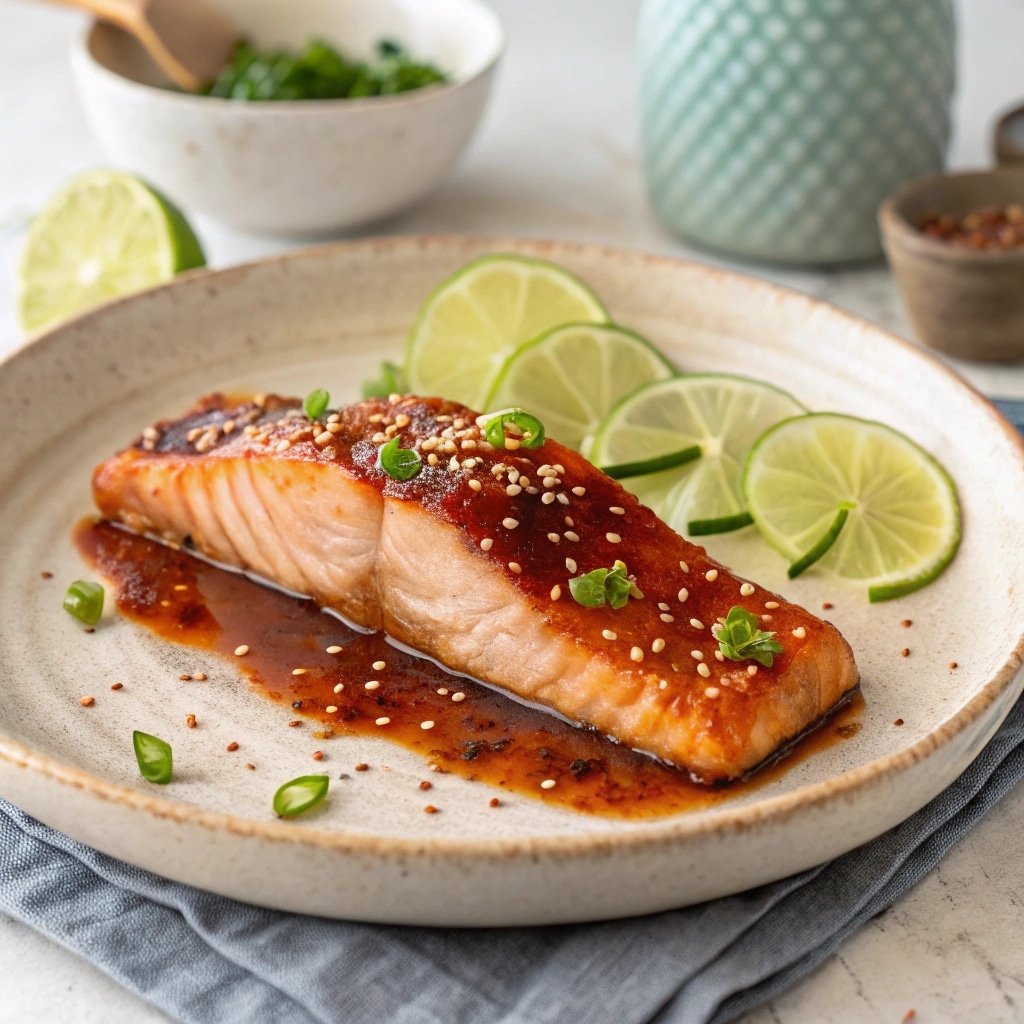 Glazed salmon with sweet chilli sauce